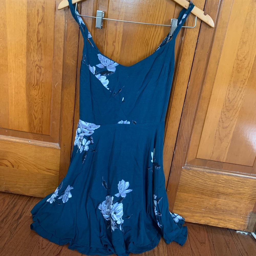 Teal Floral Strappy Back Sundress